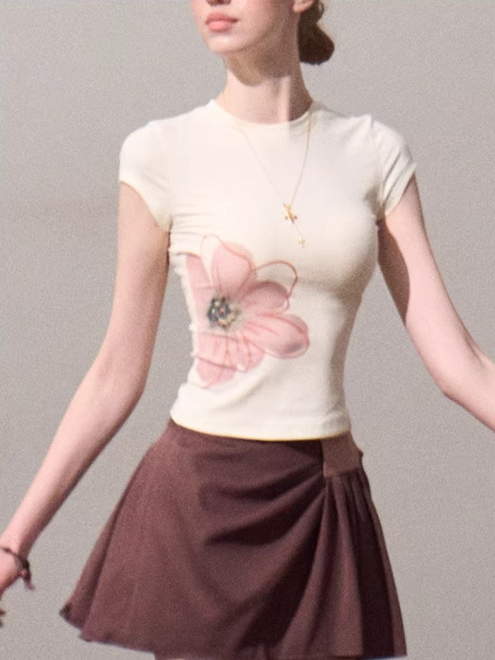 Slim-Fit Floral Print Short-Sleeve T-Shirt