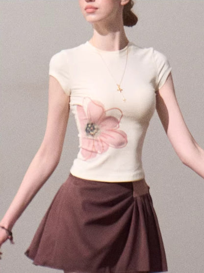 Slim-Fit Floral Print Short-Sleeve T-Shirt