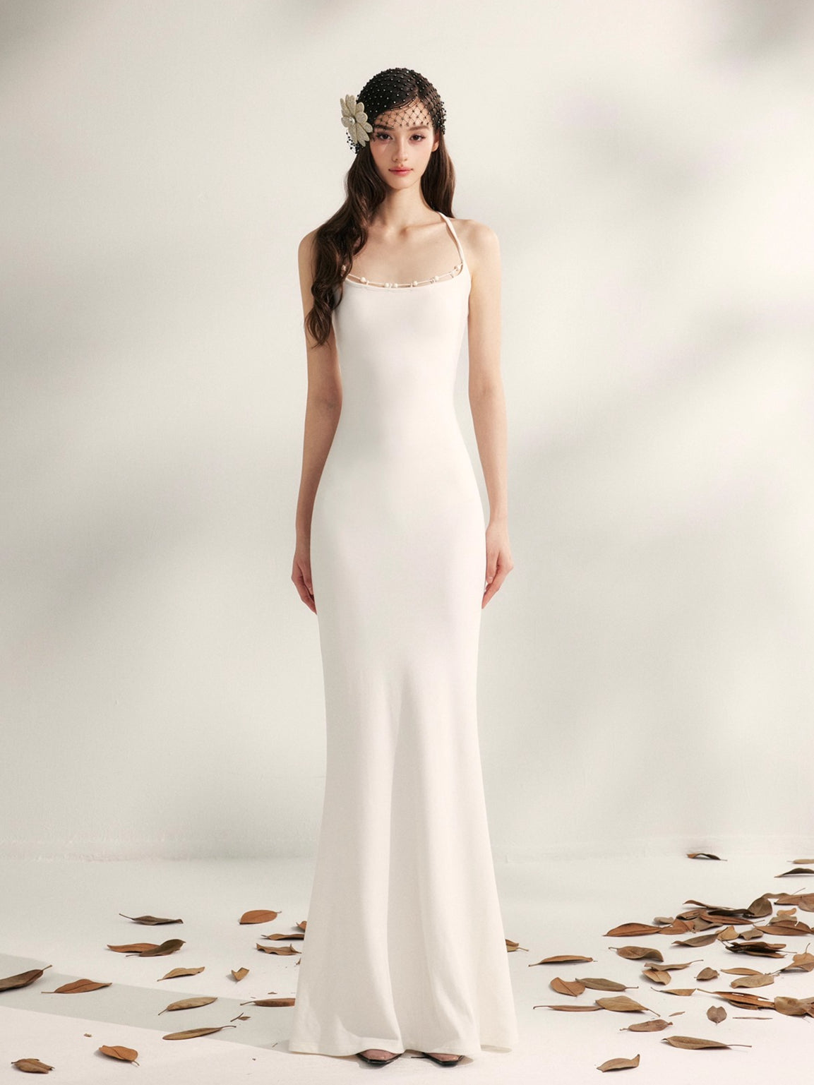 Jasmine Beaded Halter Knit Mermaid Dress