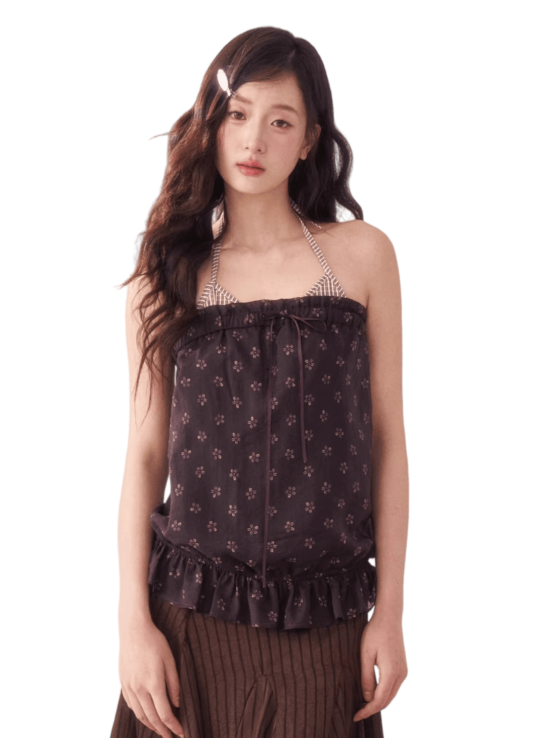 Vintage Floral Halter Tie Camisole