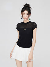 Yellow & Black Hollow Ruffled Knitted T-shirt - CHINASQUAD