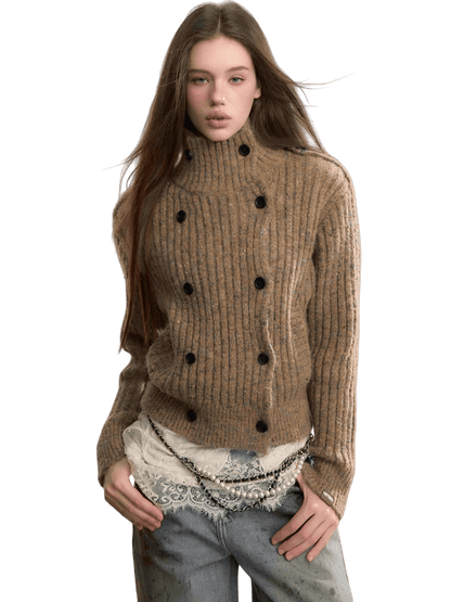 Multicolor Yarn Turtleneck Knit Turtleneck