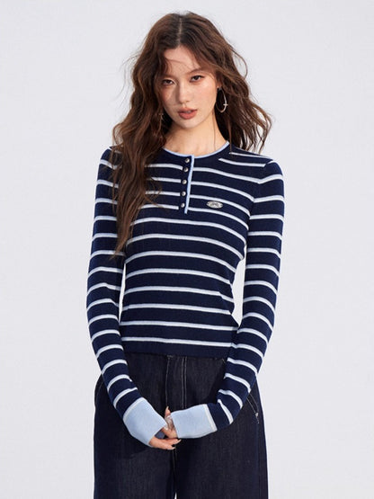 Contrast Striped Wool-Blend Knit Turtleneck