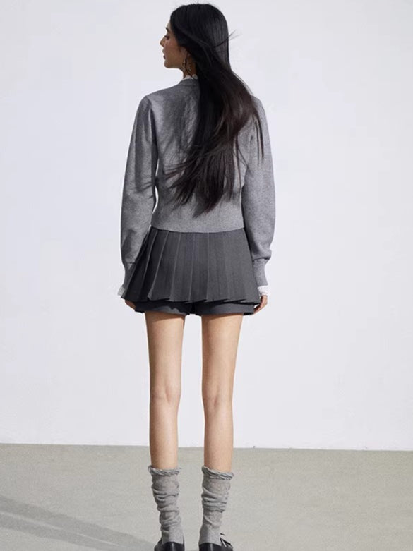 Pleated Layered Mini Skirt