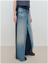 Spliced Fake Two-Piece Wide-Leg Jeans - CHINASQUAD