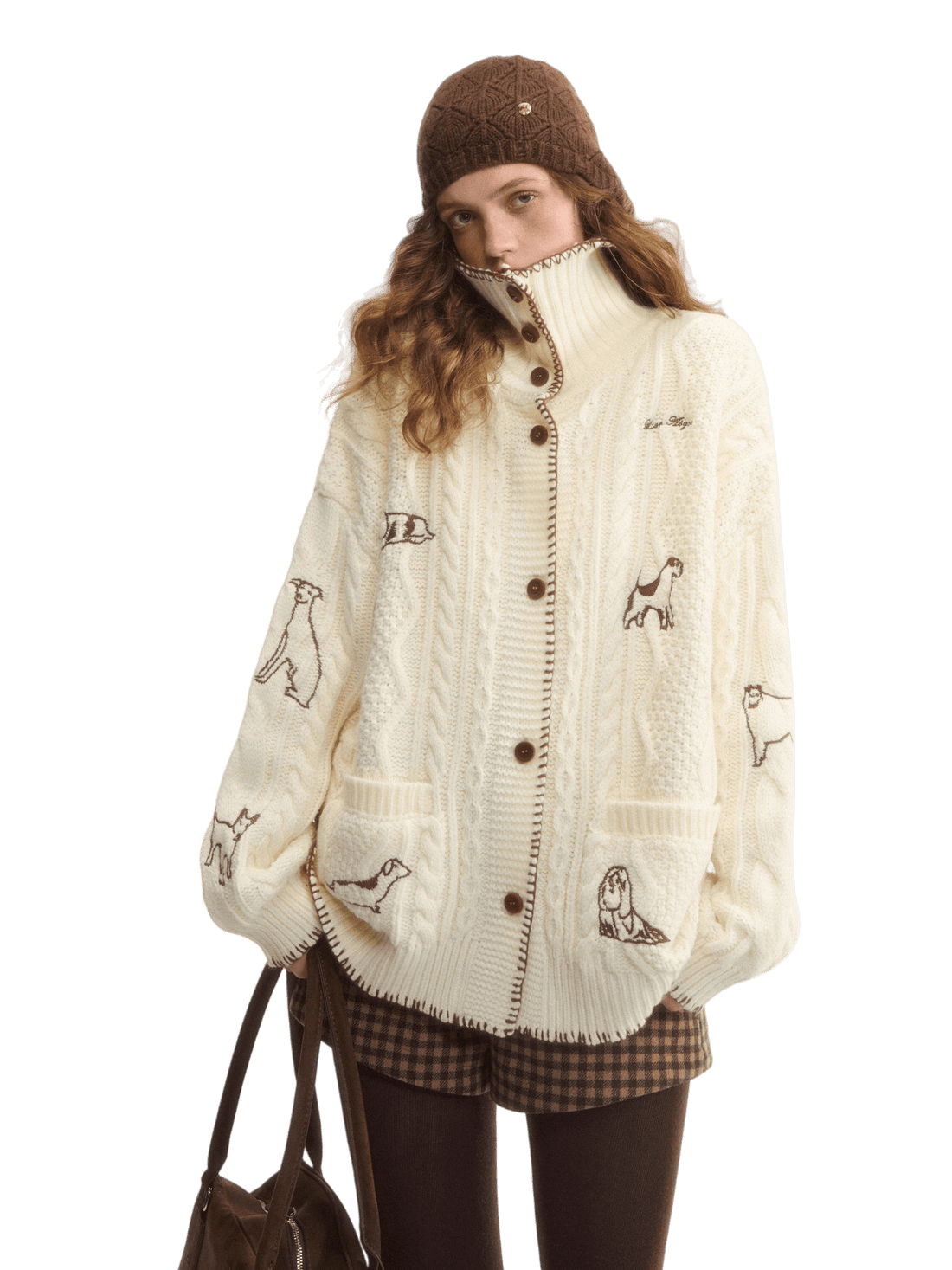 Stand-Collar Relaxed Cardigan