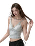 Lace Panelled Spaghetti Strap Tank Top - CHINASQUAD