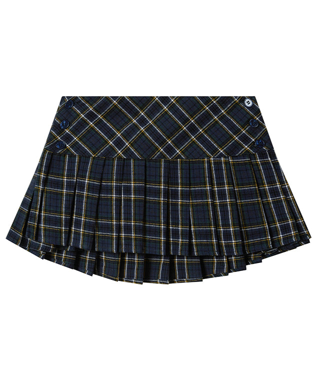 &quot;Punk Star&quot;  Blue Plaid Pleated Skirt