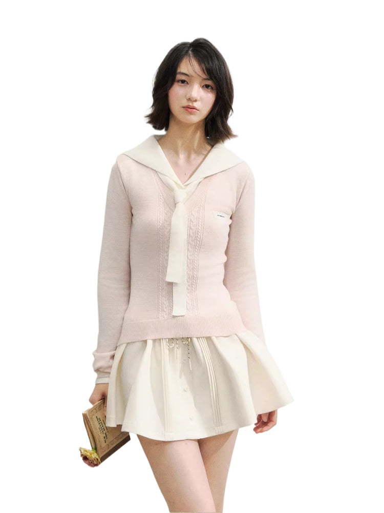 Naval Collar Preppy Girl Knit Crewneck