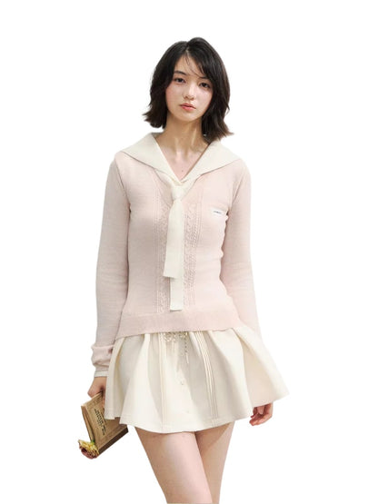 Naval Collar Preppy Girl Knit Crewneck
