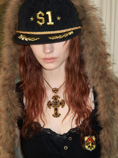 Vintage Mohair-Blend Fur-Trim Knit Cardigan