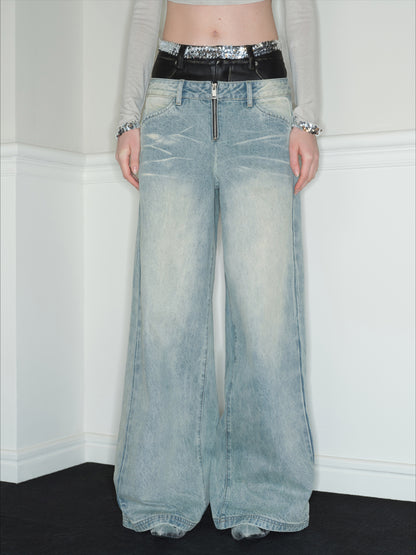 Vintage Dual Waistband Straight-Leg Jeans