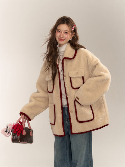 Vintage Sweet Shearling Wool Coat