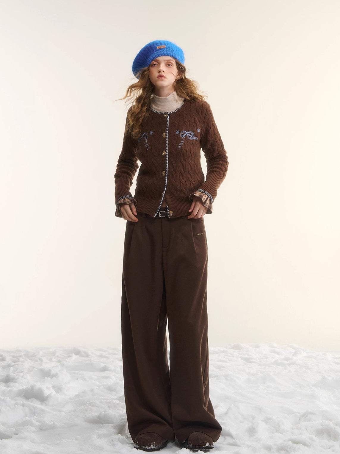 Fleece-Lined Relaxed Belted Trousers