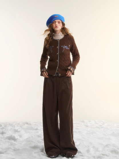 Fleece-Lined Relaxed Belted Trousers