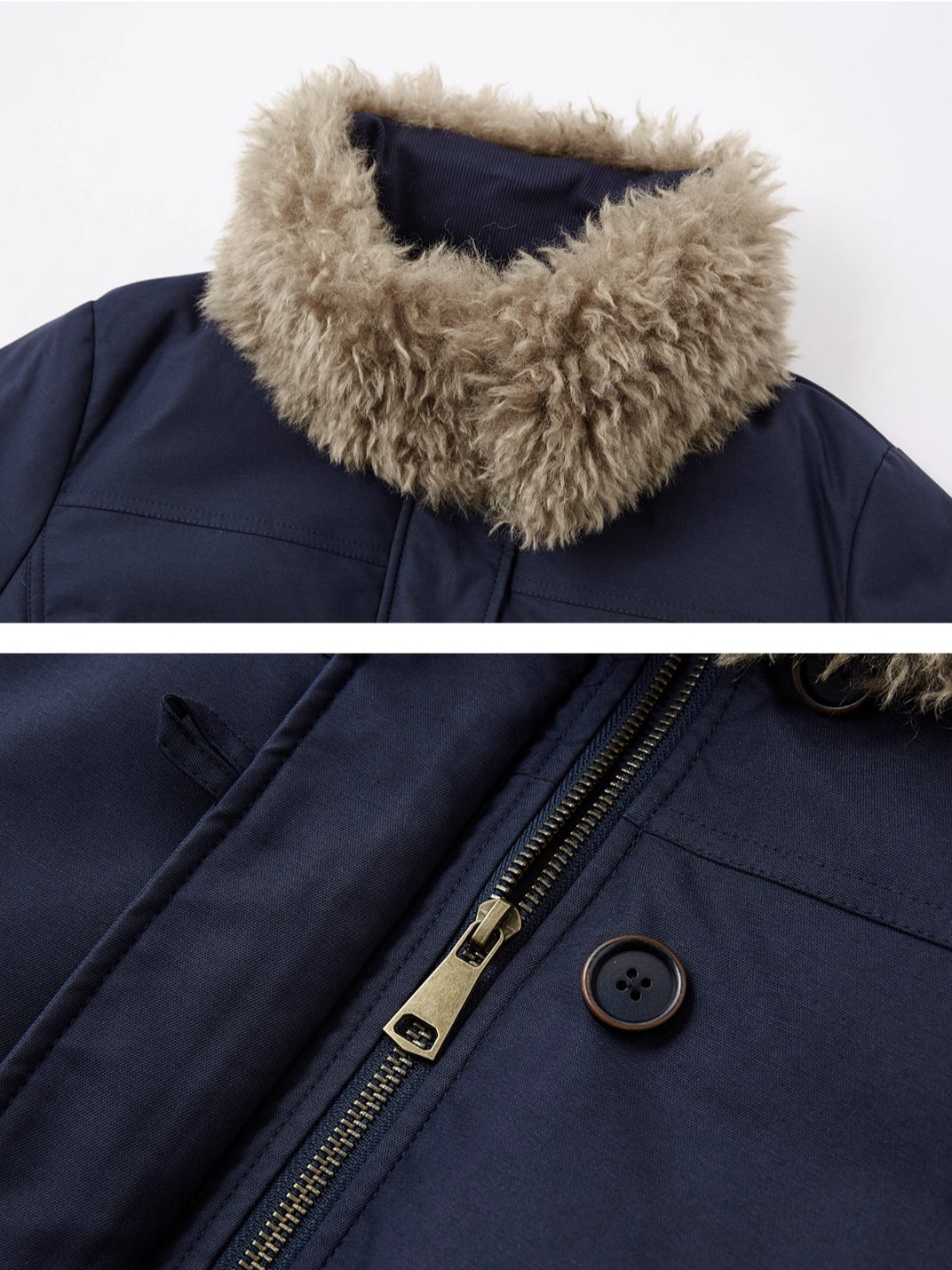 Detachable Fur-Collar Fitted Down Jacket