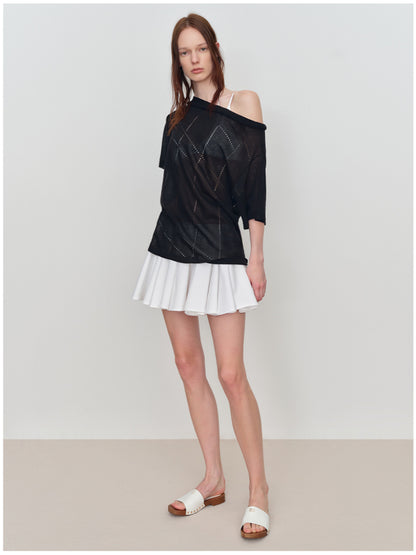 Linen Hollow-out Knitted T-Shirt