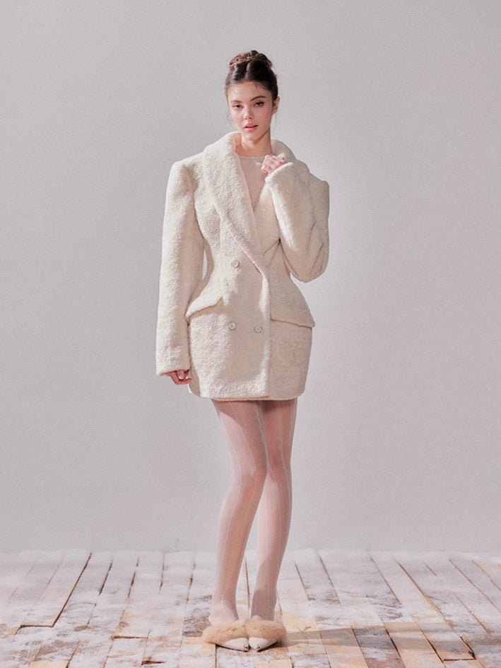 Cedar White Tea Shearling Belted Jacket