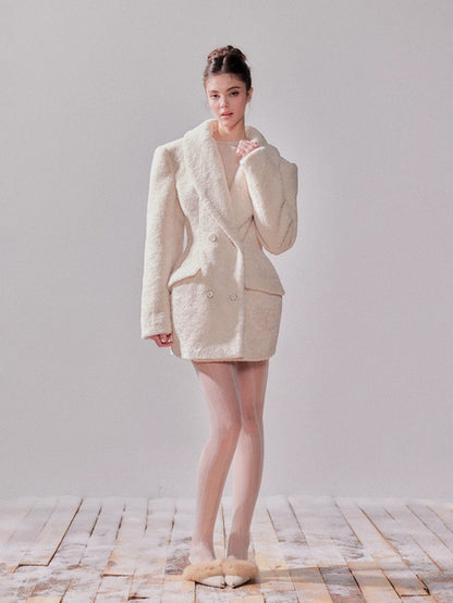 Cedar White Tea Shearling Belted Jacket