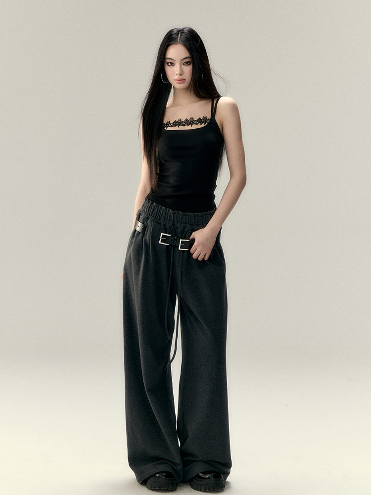 Soft Cotton Pleated Wide-Leg Pants