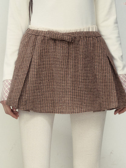 Gray &amp; Brown Wool A-Line Skirt