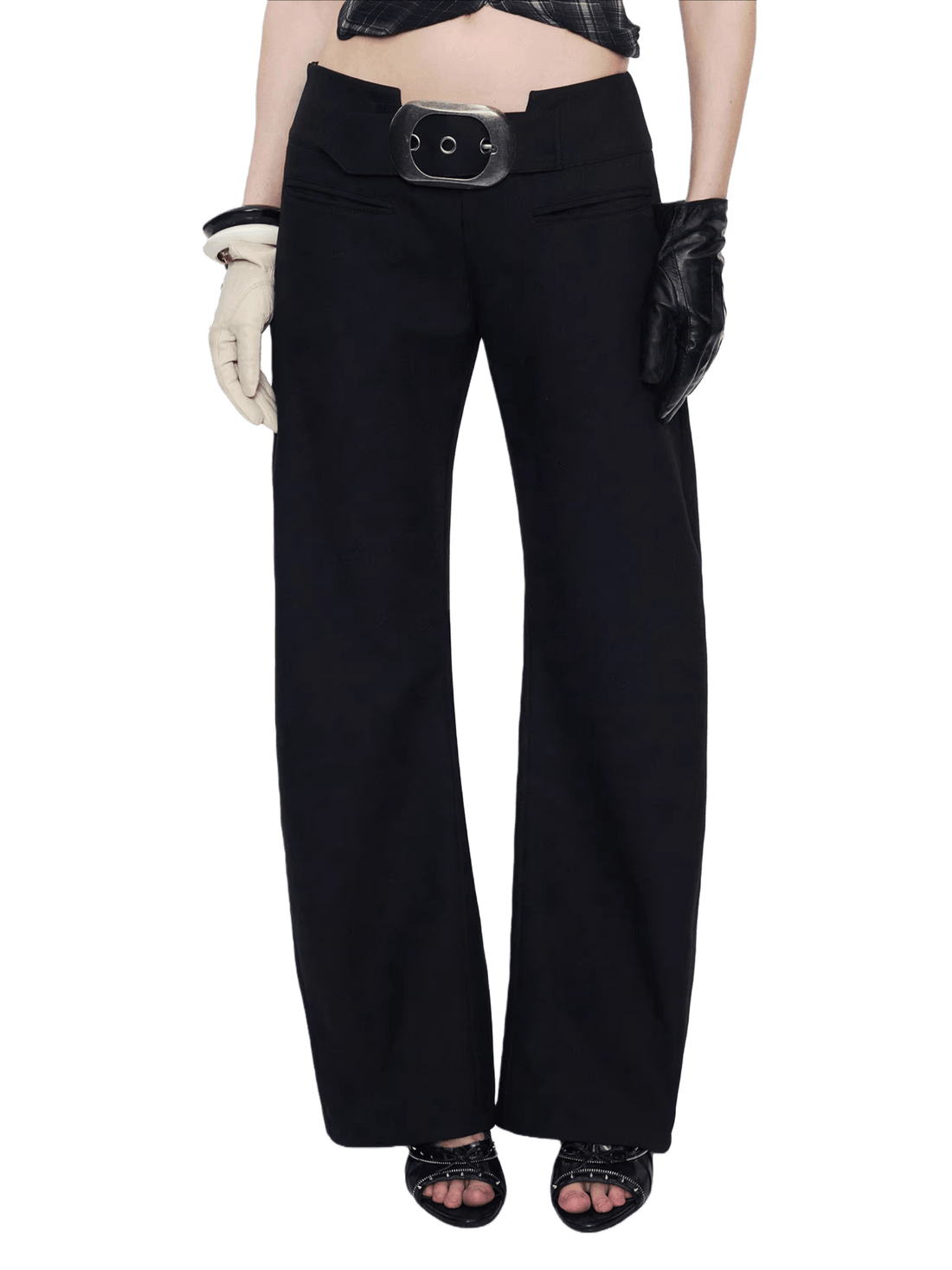 Metal-Waist Punk Tailored Trousers