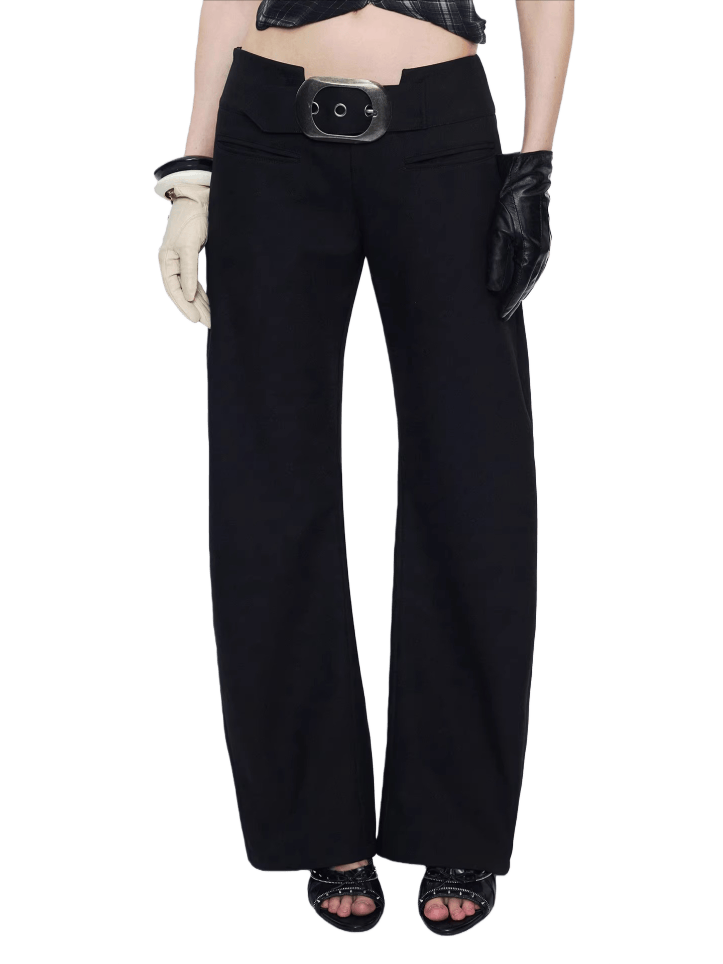 Metal-Waist Punk Tailored Trousers