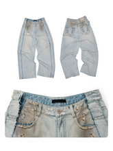 Vintage Mud-Wash Embroidered Barrel-Leg Jeans CHINASQUAD