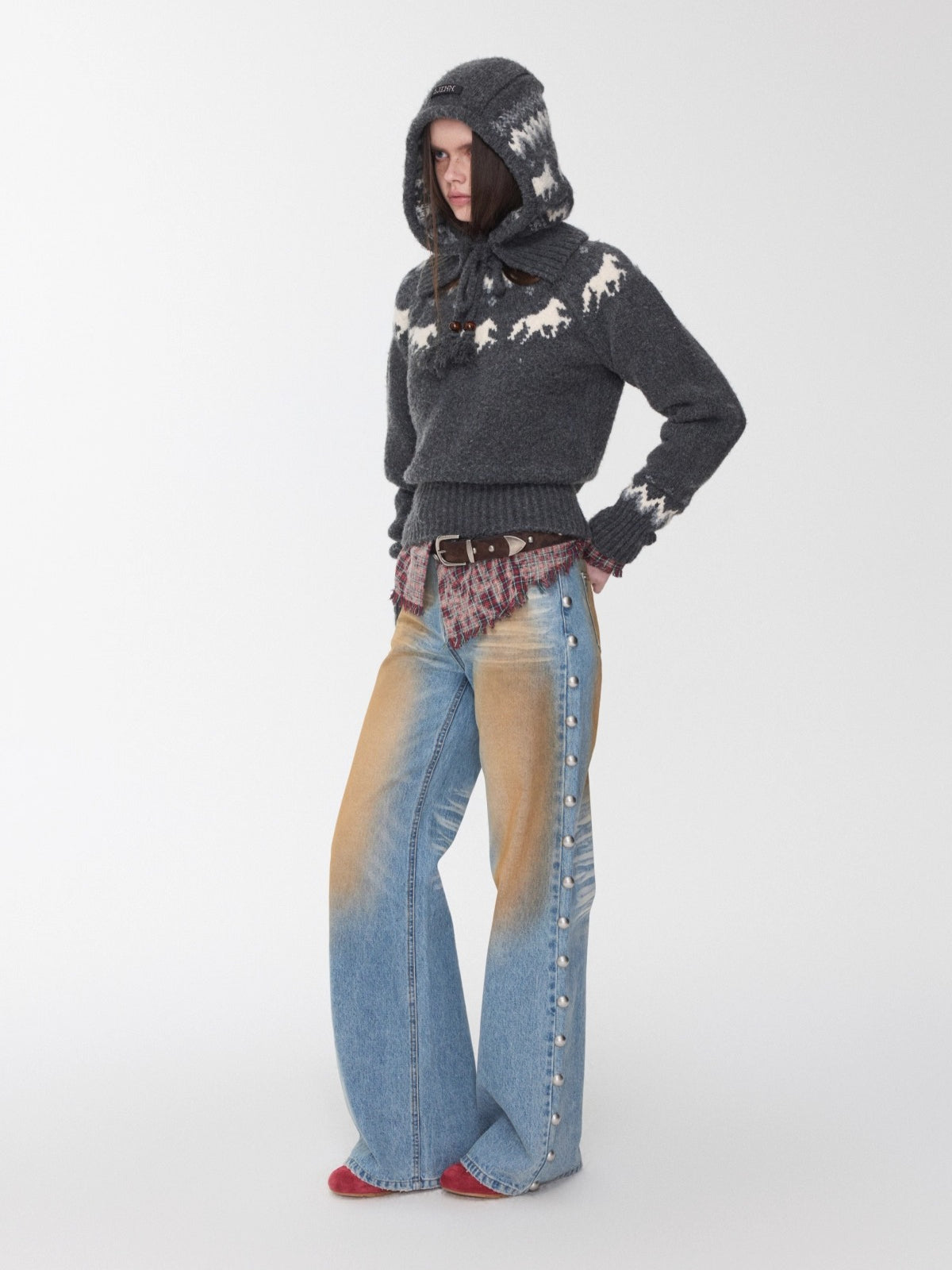 Fair Isle Pony Jacquard Chunky Knit Sweater