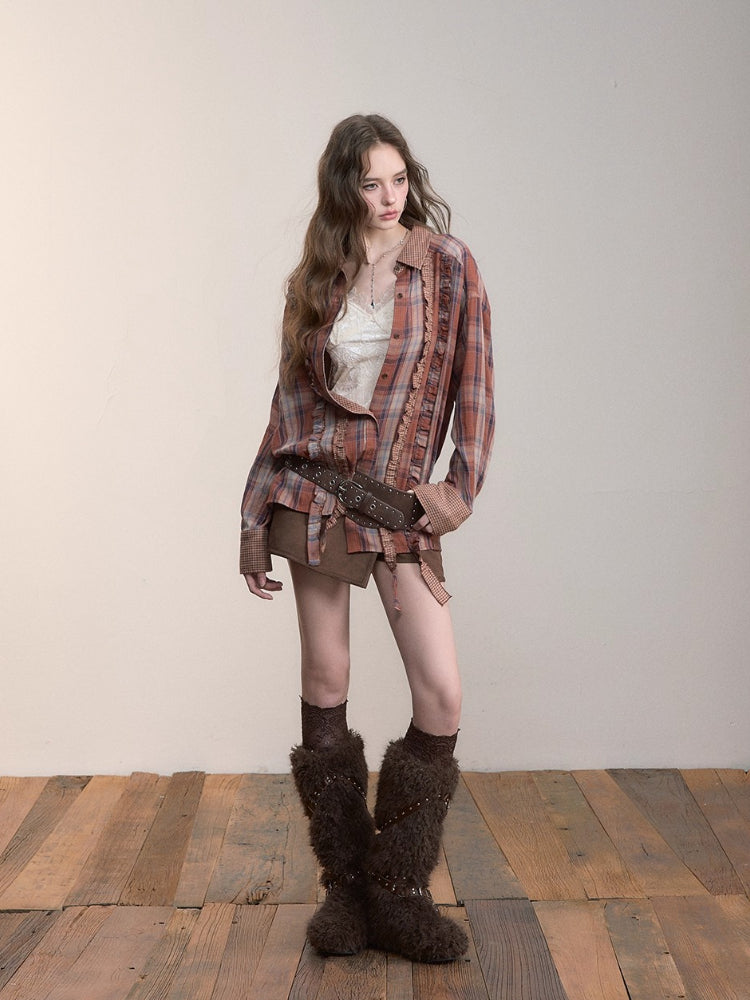 Checkered Loose Long-Sleeve Shirt