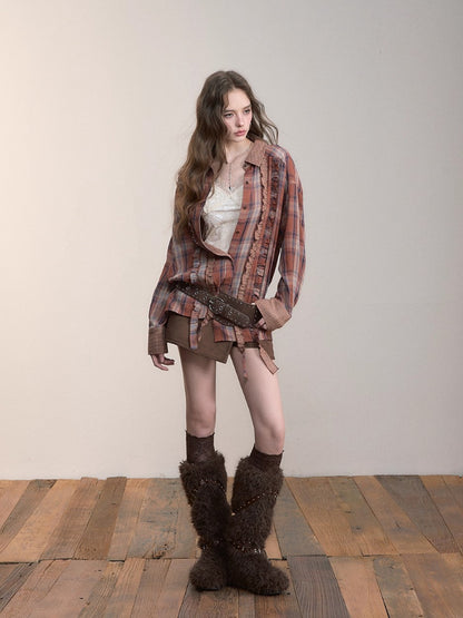Checkered Loose Long-Sleeve Shirt