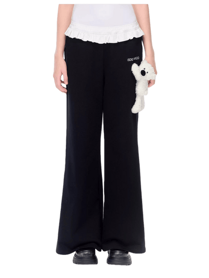 Lace-Waist Straight-Leg Lounge Pants
