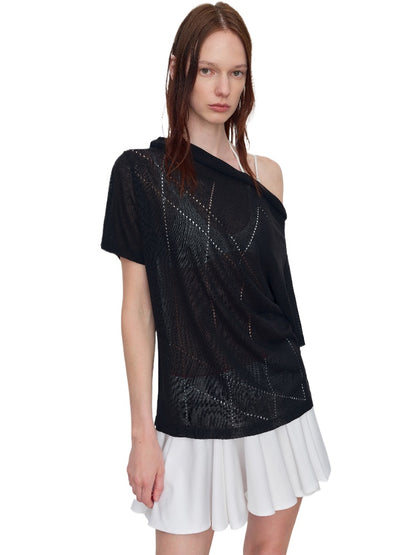 Linen Hollow-out Knitted T-Shirt
