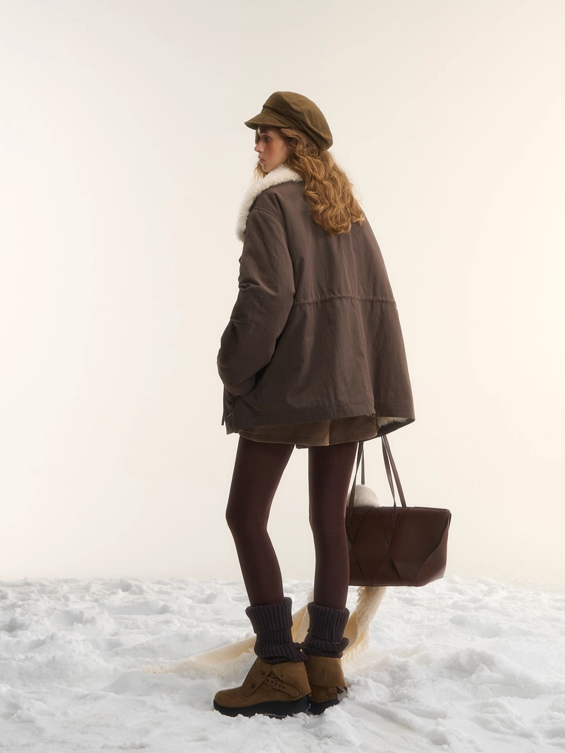 Faux-Fur Oversized Collar Jacket