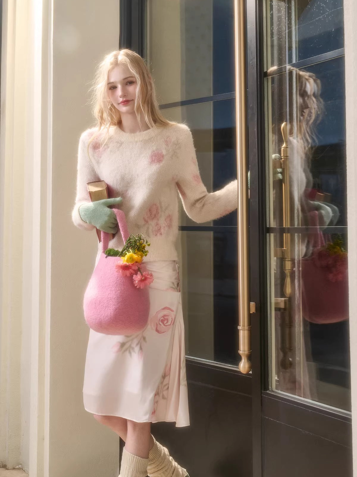 Wool-Blend Knit Top &amp; Skirt Set