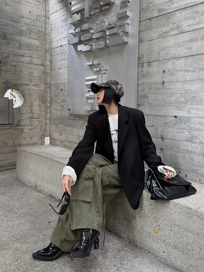 Vintage Washed Fringe-Edge Casual Blazer