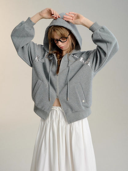 Gray Oversized Hooded Sweatshirt