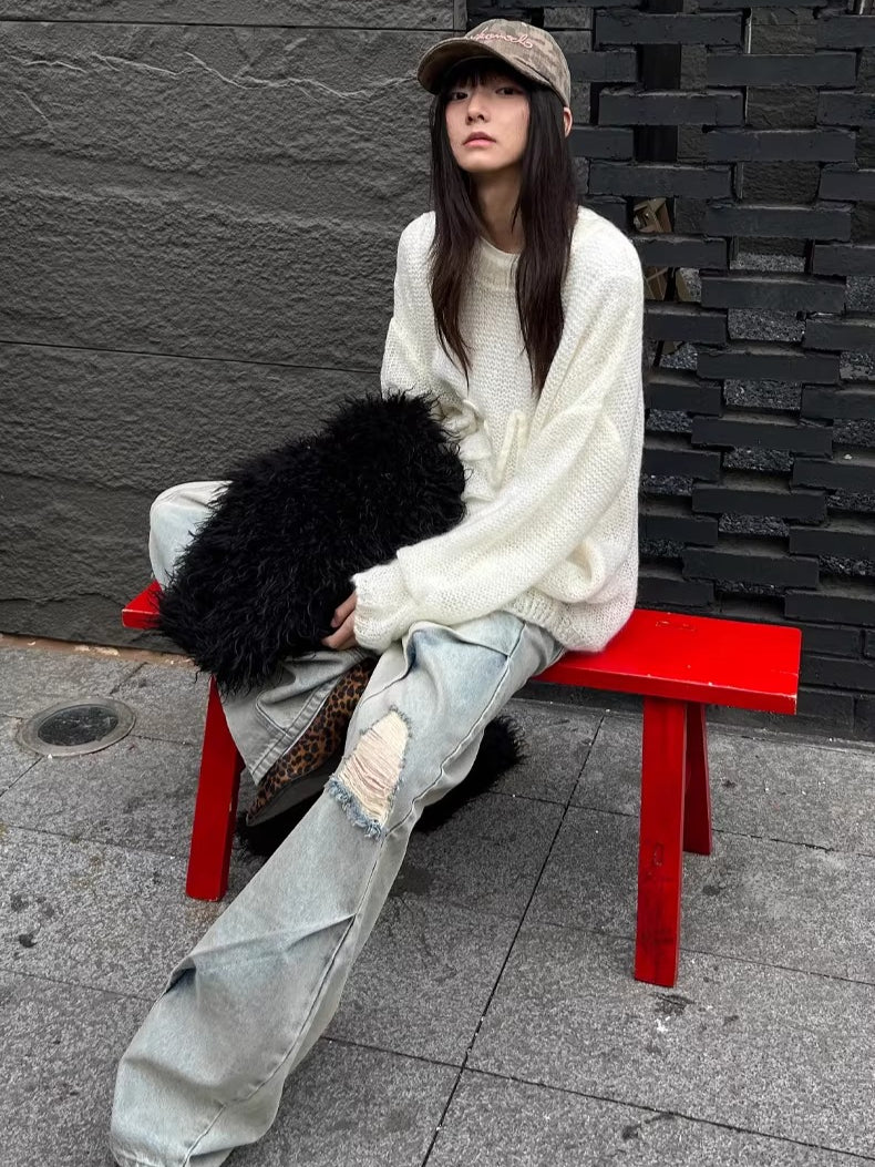 Mohair-Blend Oversized Knit Sweater