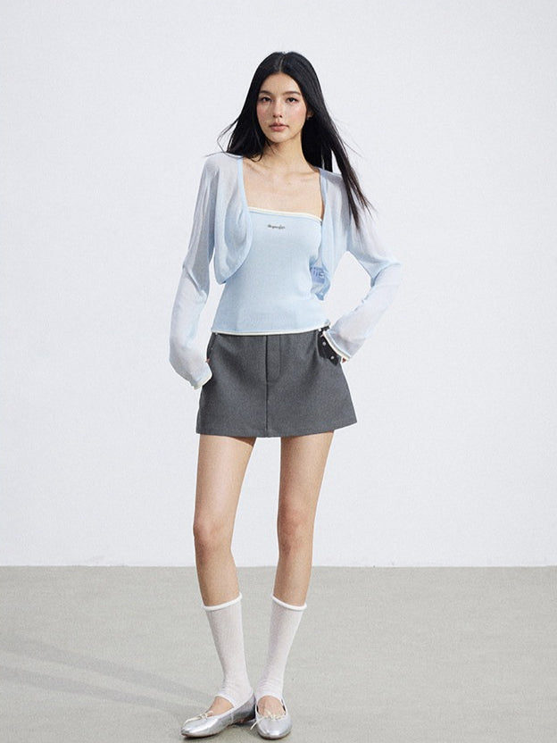 Shawl Cardigan and Bandeau Two-Piece Set