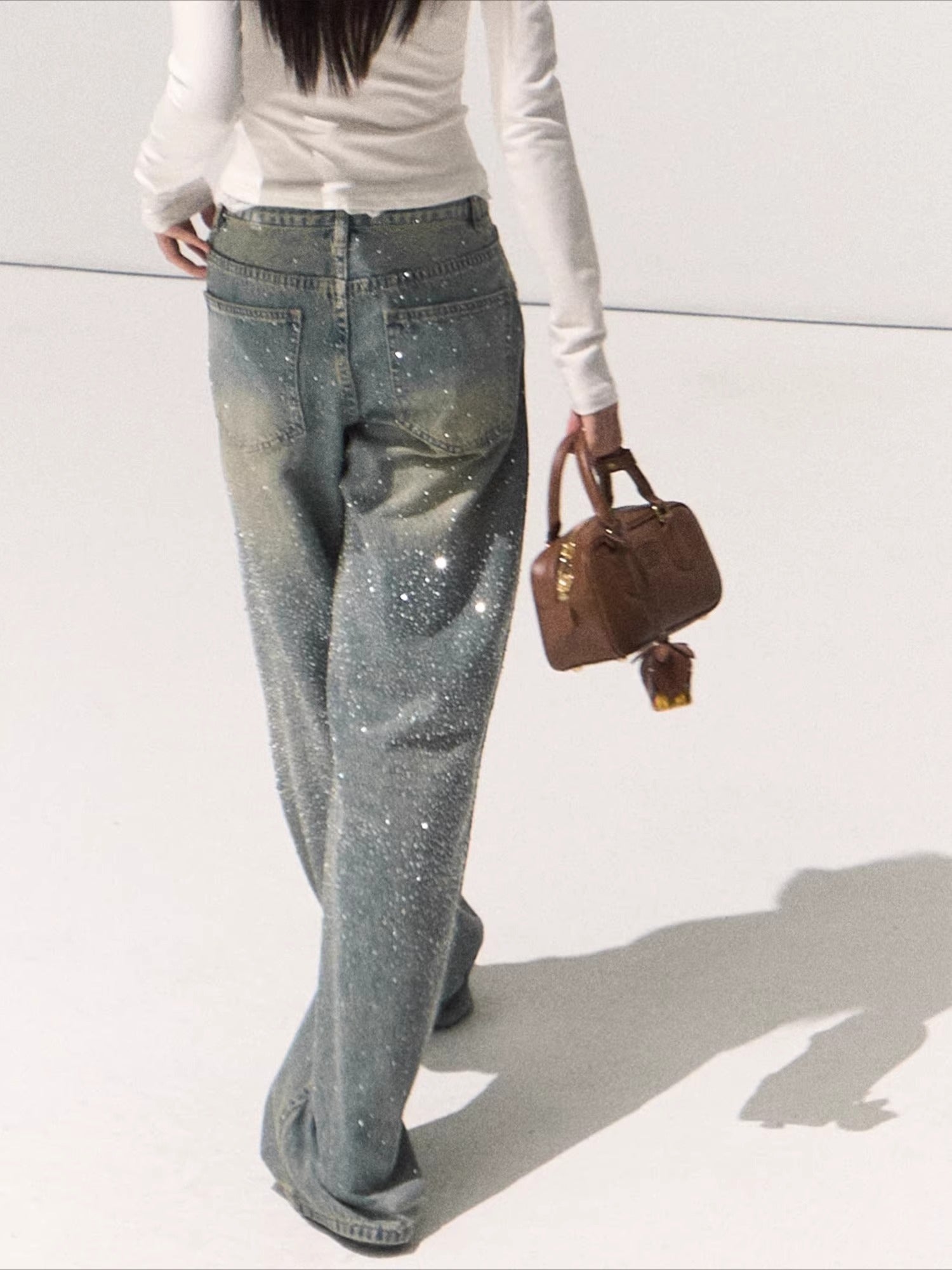 Washed Cotton Straight-Leg Jeans