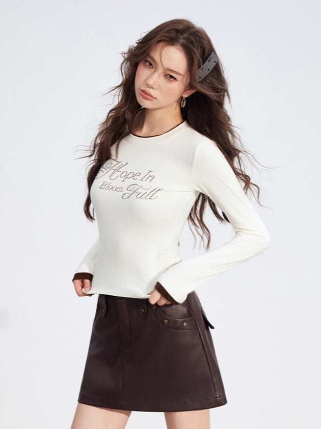 Studded A-Line Faux Leather Mini Skirt
