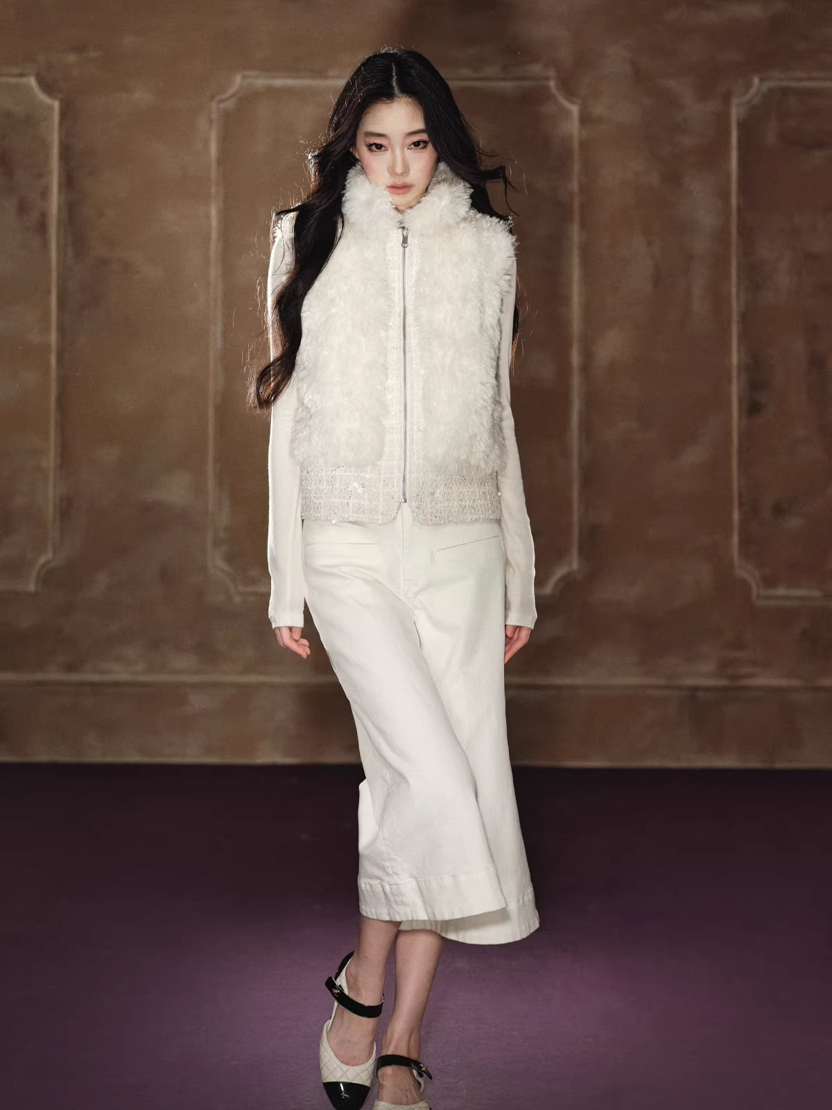 Heavyweight Beaded Wool-Blend Fleece Vest