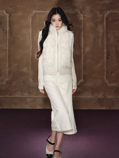 Heavyweight Beaded Wool-Blend Fleece Vest