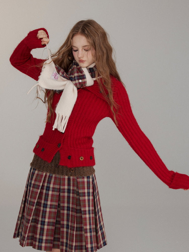 Detachable Plaid Multi-Use Woolen Scarf