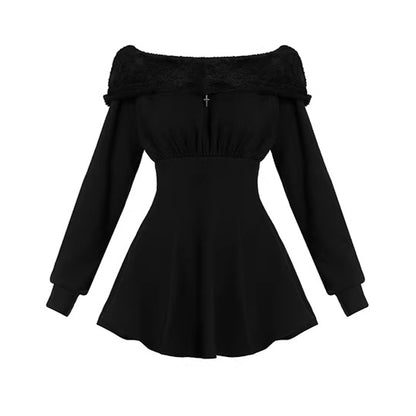 Hooded Fleece Waist-Cinching Sweatshirt Dress