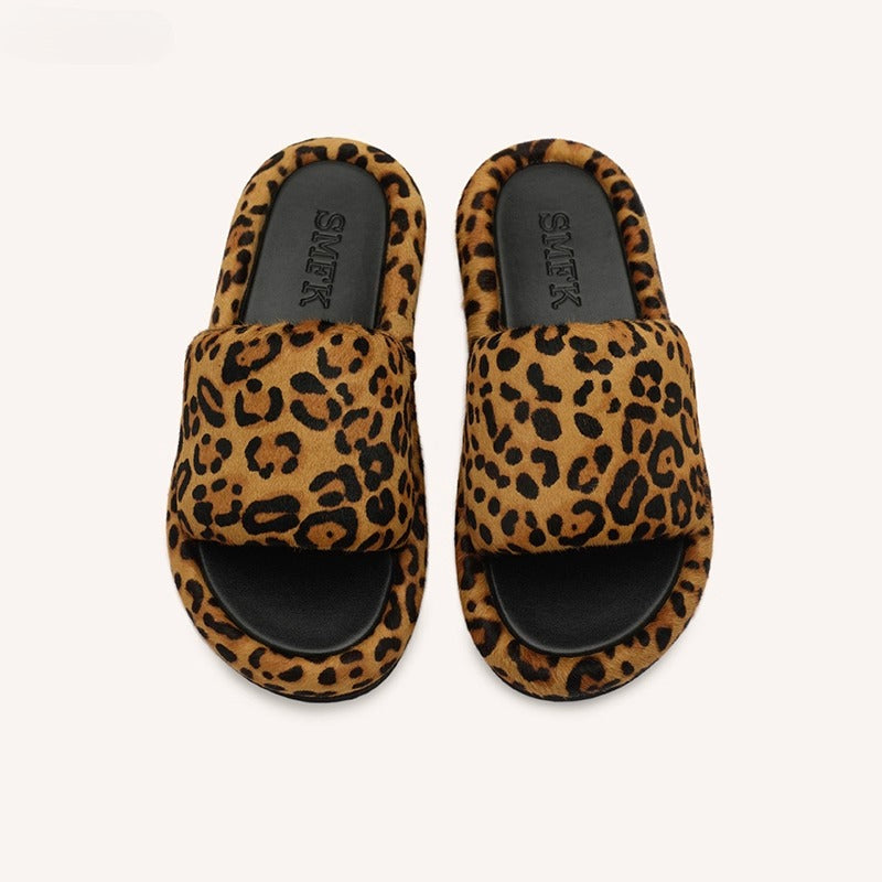 SMFK Fuzzy Platform Black Edition Slide Sandals