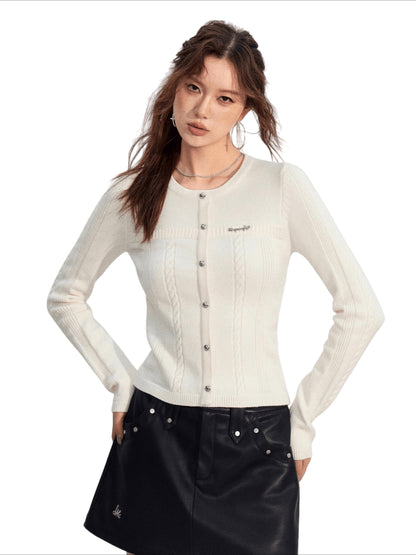Dual-Layer Cable-Knit Long-Sleeve Turtleneck