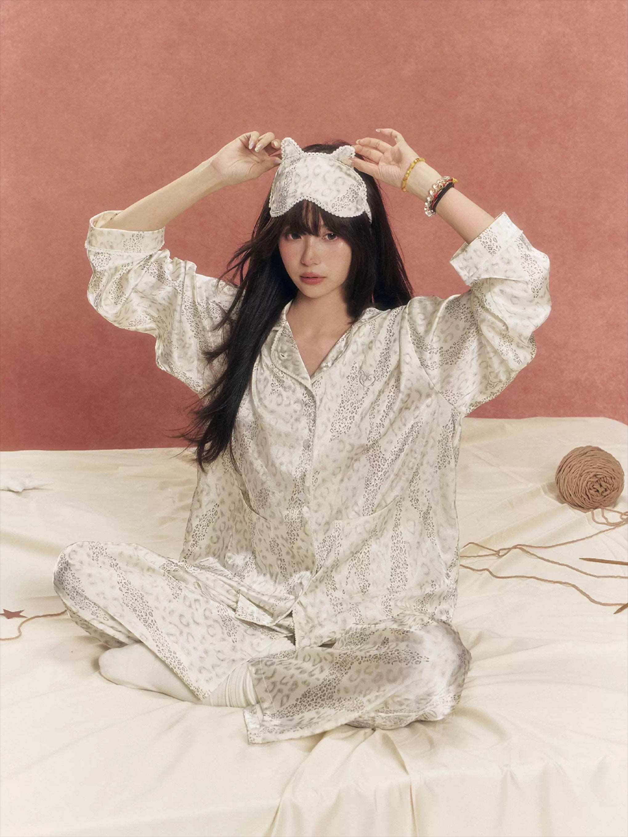 Glossy Satin Leopard Print Pajama Set