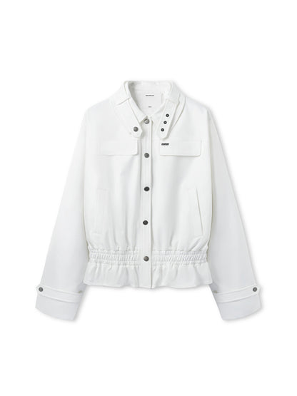 Fine Twill Wrinkle-Resistant Hem Pleated Silhouette Jacket - CHINASQUAD