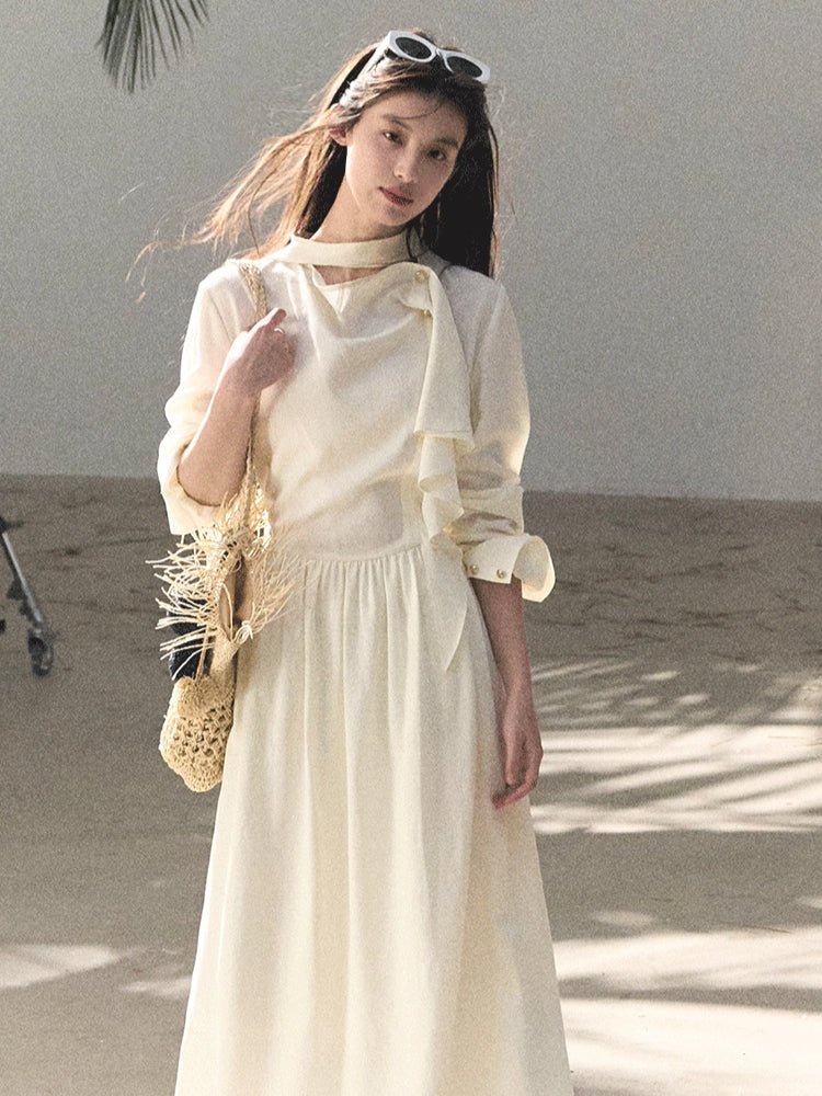 Ribbon Waist-Cinched Maxi Dress